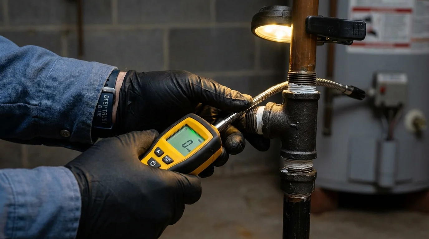 Gas leak detection with electronic sniffer by Johns Plumbing LLC in Saint Hedwig